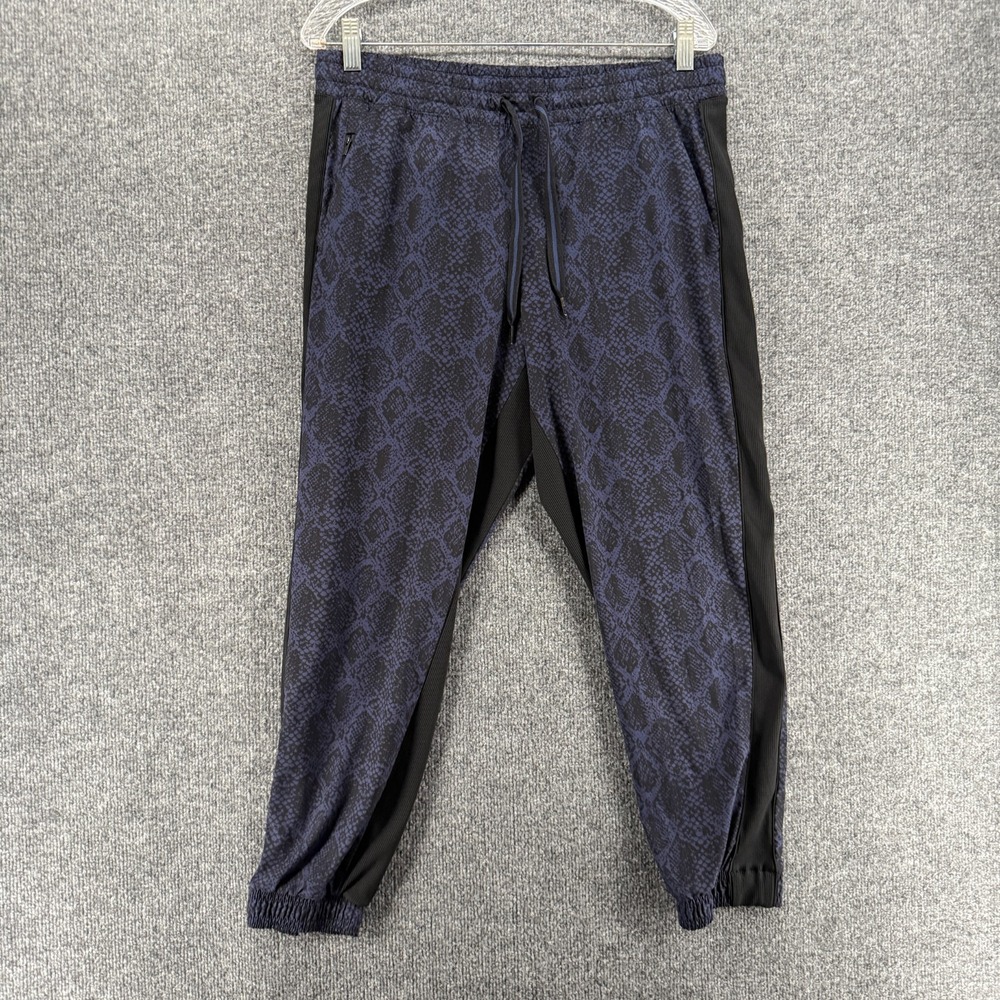 Athleta Jogger Pants Womens 12P Blue Brooklyn Snake Print Pull On Tapered Active